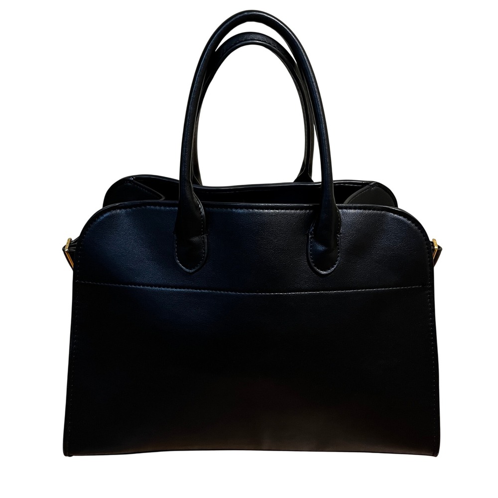 The Row Margaux 15 Bag Black Calfskin Leather Gold Hardware Tote Made in Italy